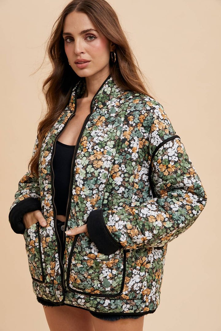 Dark Forest Pine Quilted Puffer