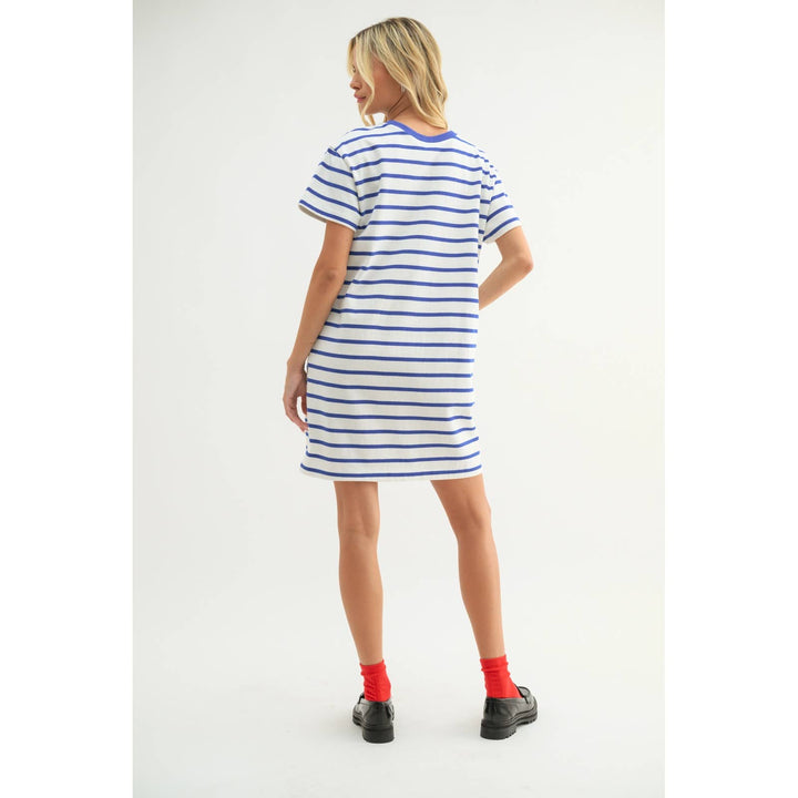 Oh Baby Blue STRIPED T-SHIRT MINI DRESS