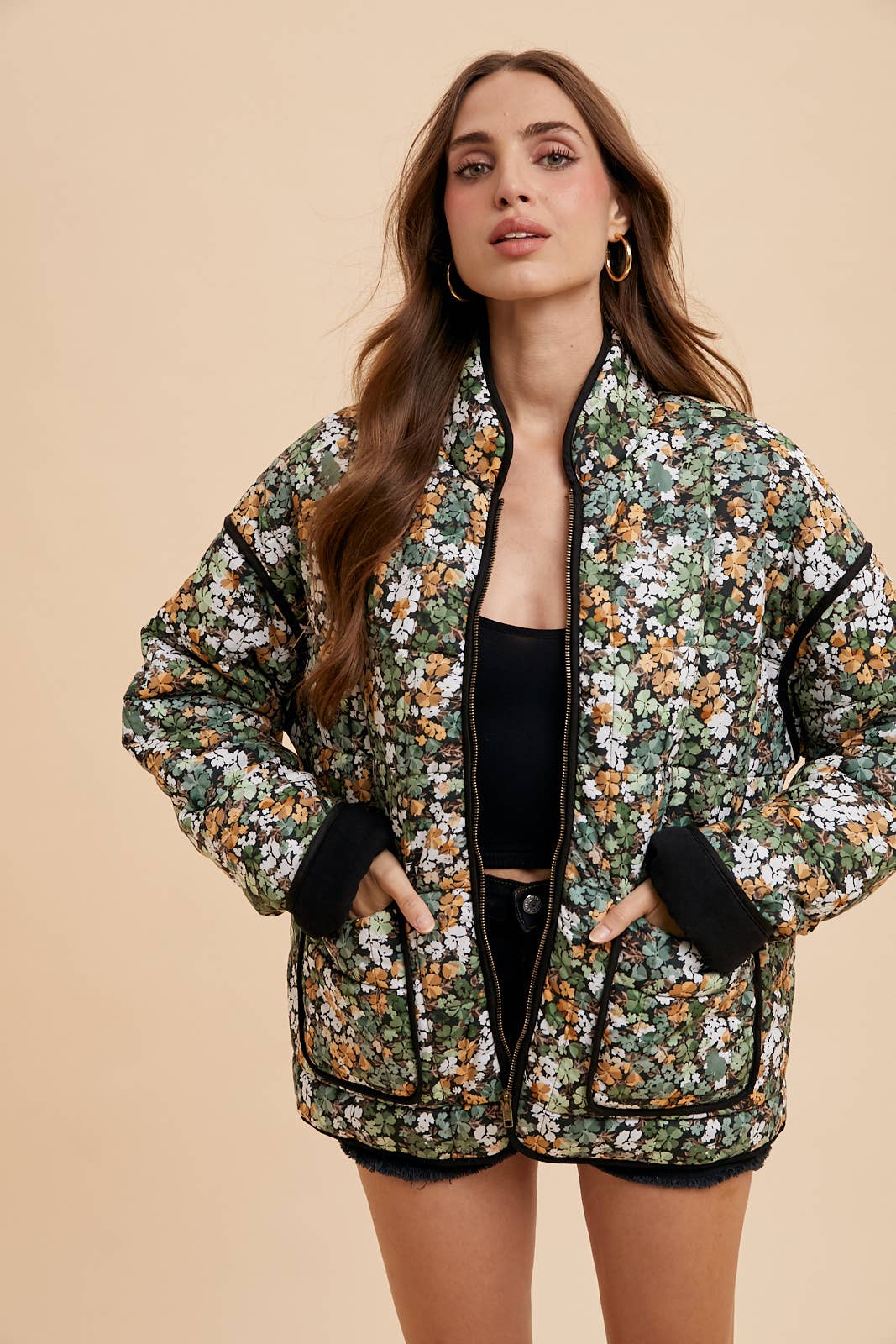 Dark Forest Pine Quilted Puffer