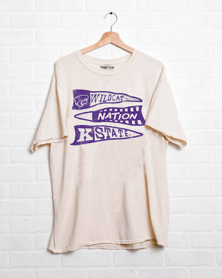Kansas State Wildcats Pennant Off White Thrifted Tee