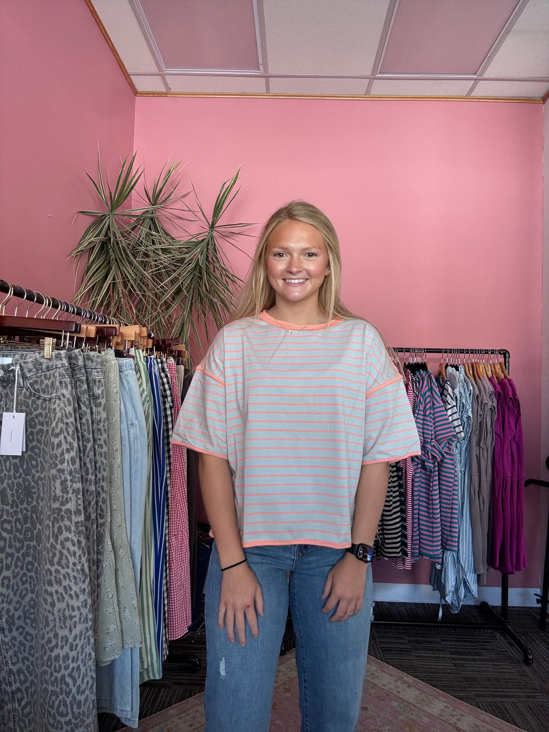 Striped Relaxed Fit Knit Tee