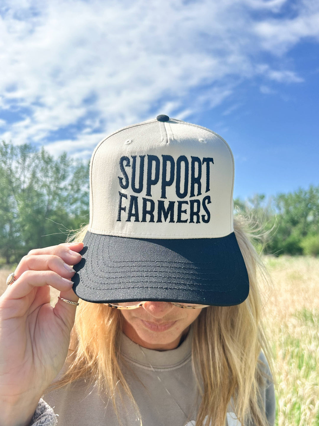 'Support Farmers' Embroidered Trucker Hat