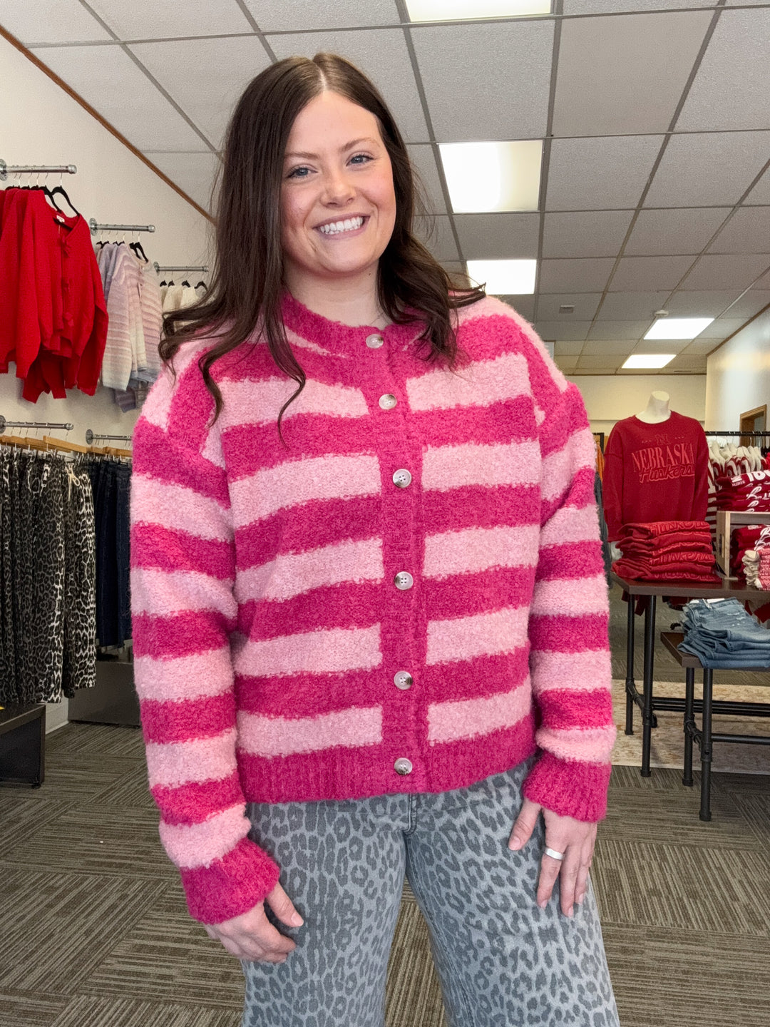 Ellory brushed striped cardigan