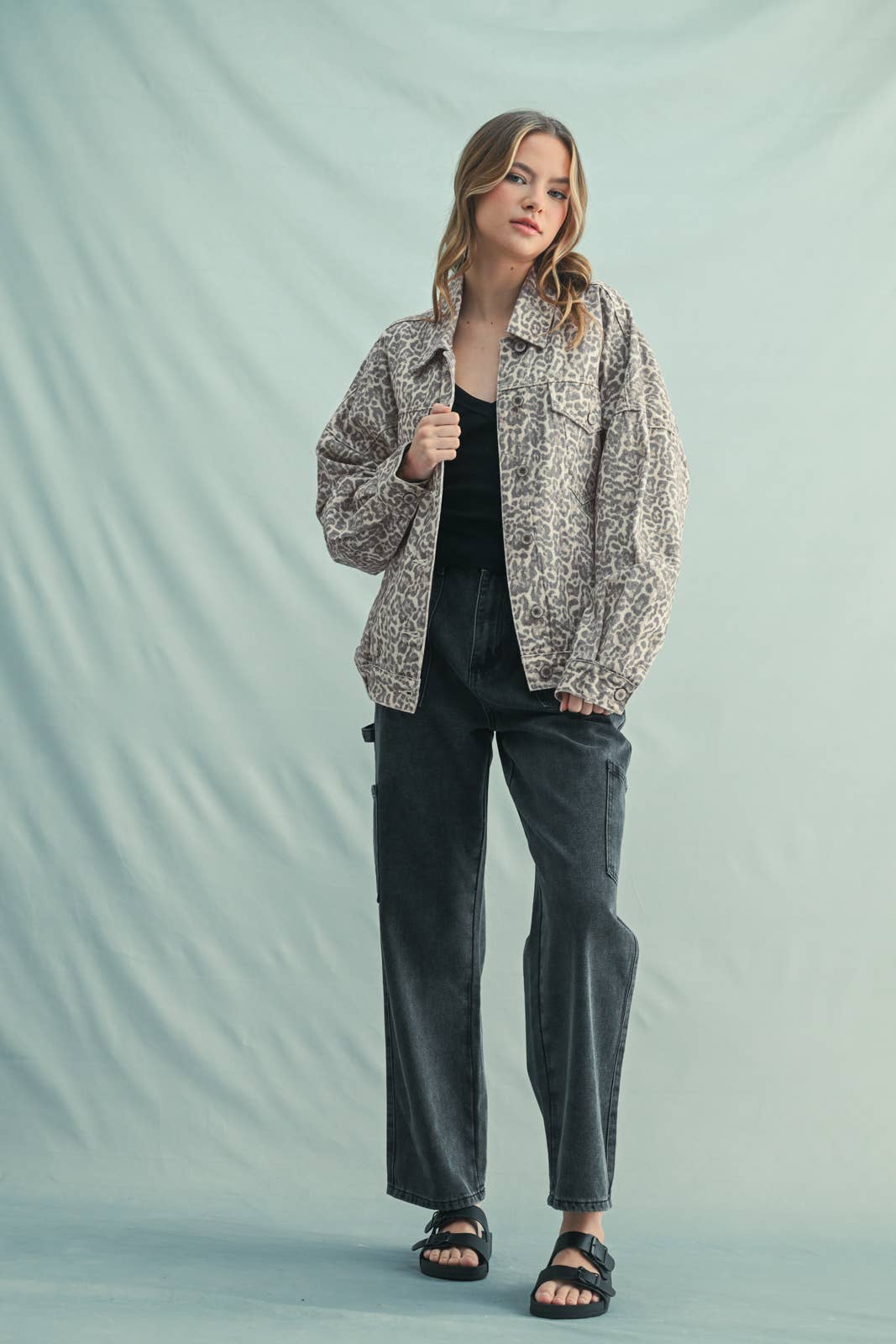 Muted Leopard Denim Jacket