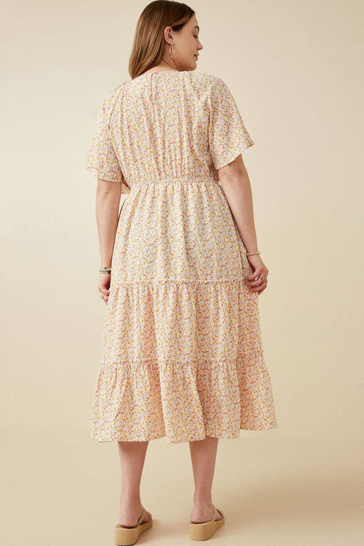 Wendy Floral Panel Smocked Tiered Midi Dress