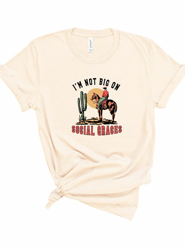 cream view of I'm Not Big On Social Graces Graphic Tee - Unisex 100% Ring-Spun Cotton T-Shirt