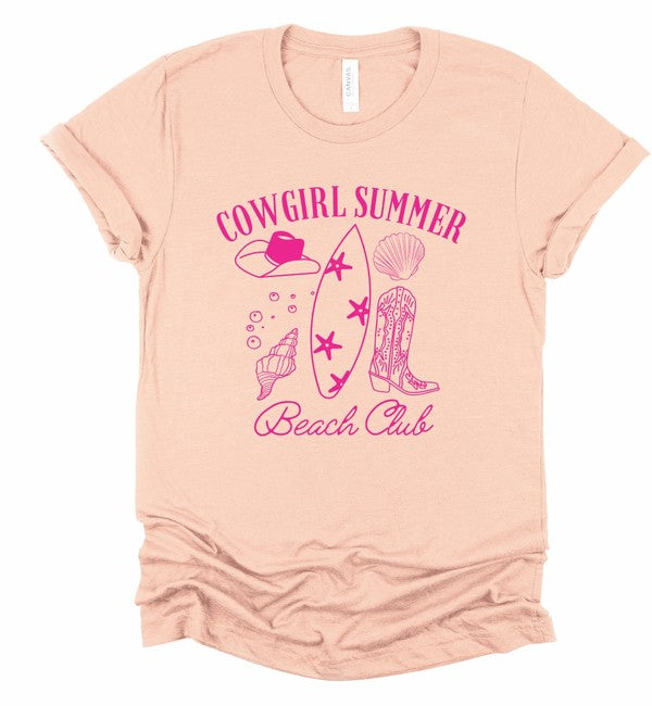 Cowgirl Summer Beach Club Graphic Tee - Unisex 100% Combed and Ring-Spun Cotton T-Shirt