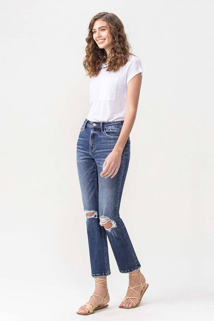 VINTAGE HIGH RISE STRETCH CROP STRAIGHT JEAN -Solidarity