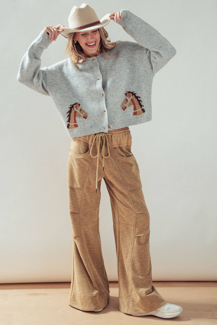 Western Horse Button Cardigan