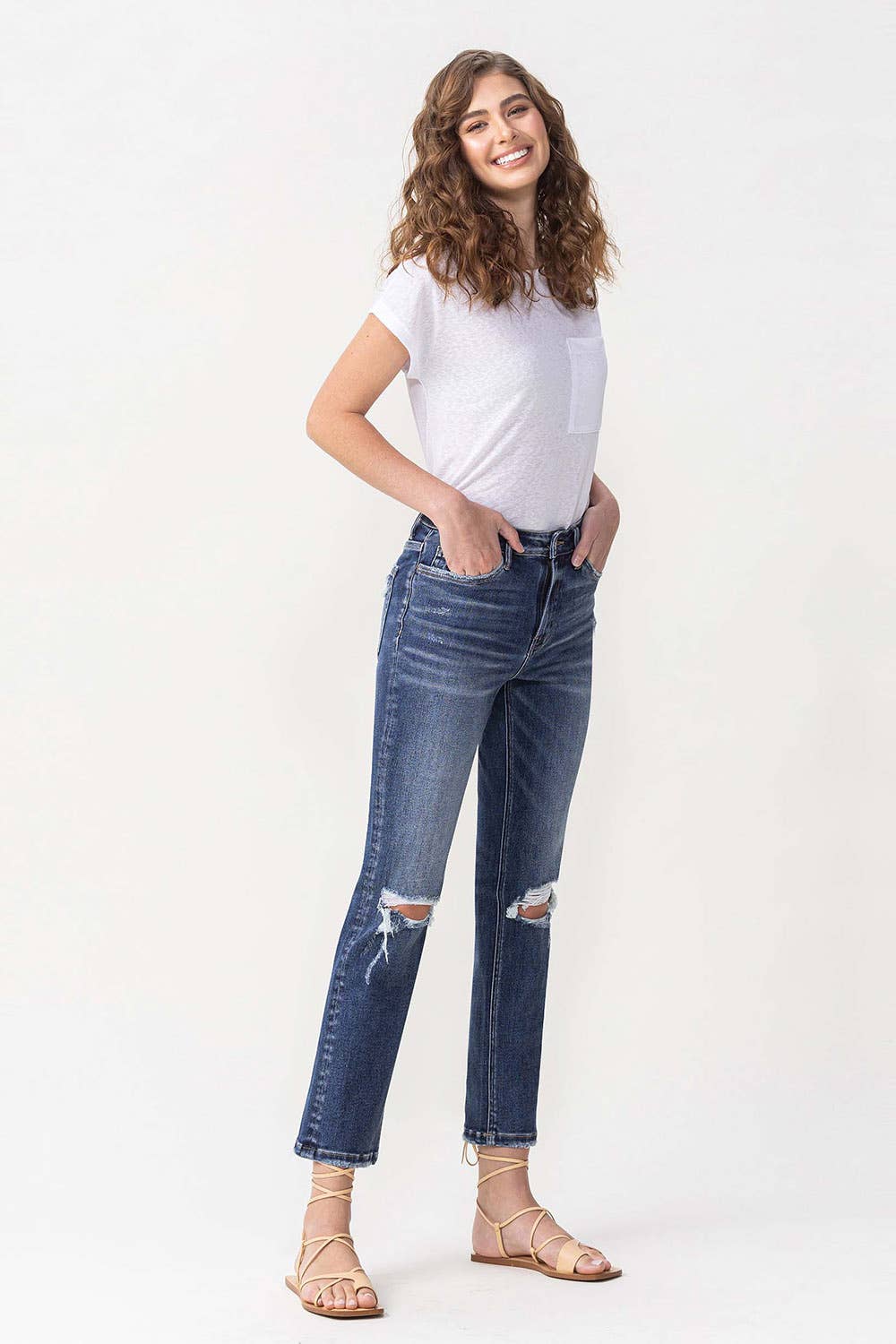 VINTAGE HIGH RISE STRETCH CROP STRAIGHT JEAN -Solidarity