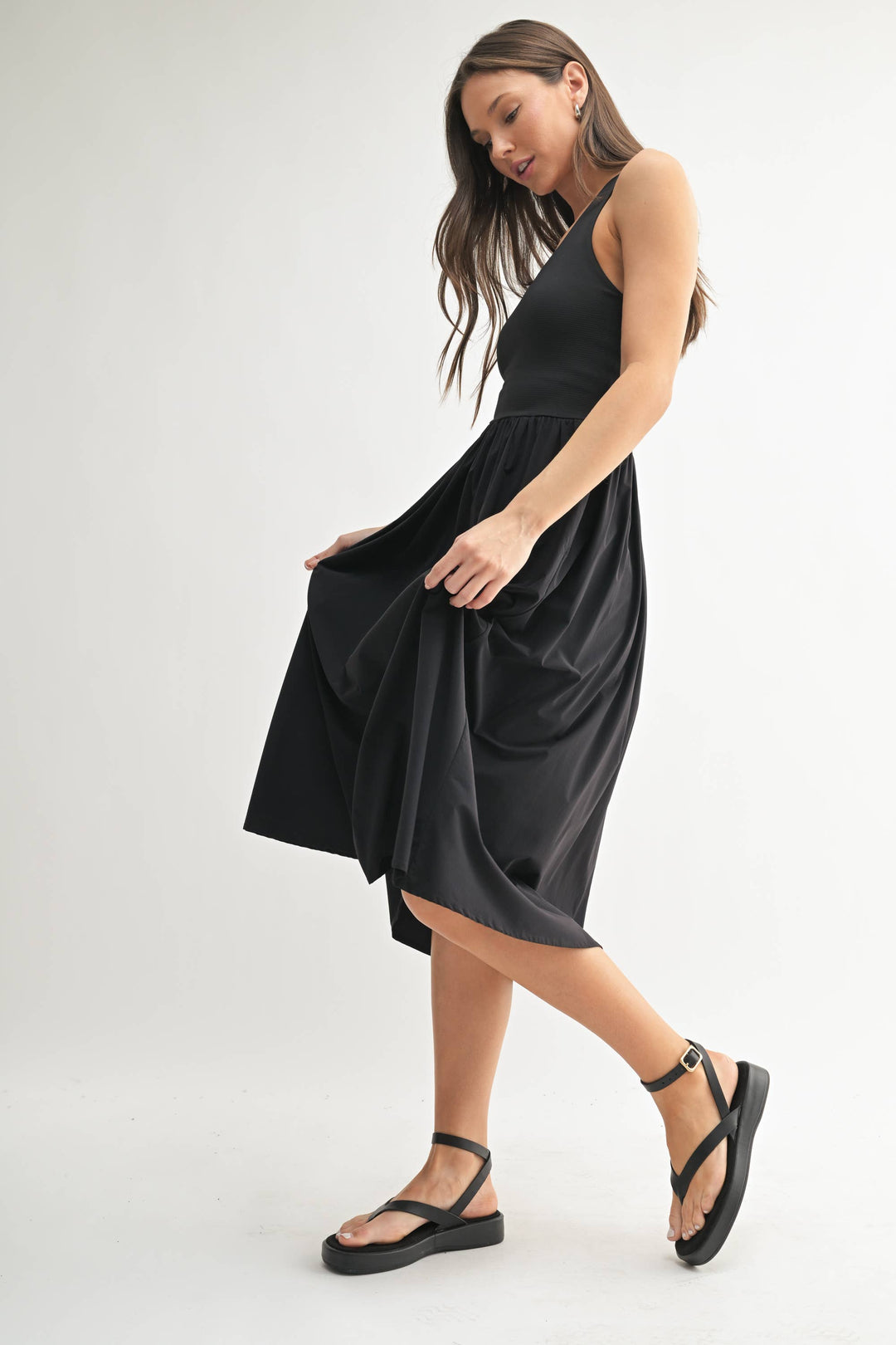 BreezeEase Rib Tank Midi Dress