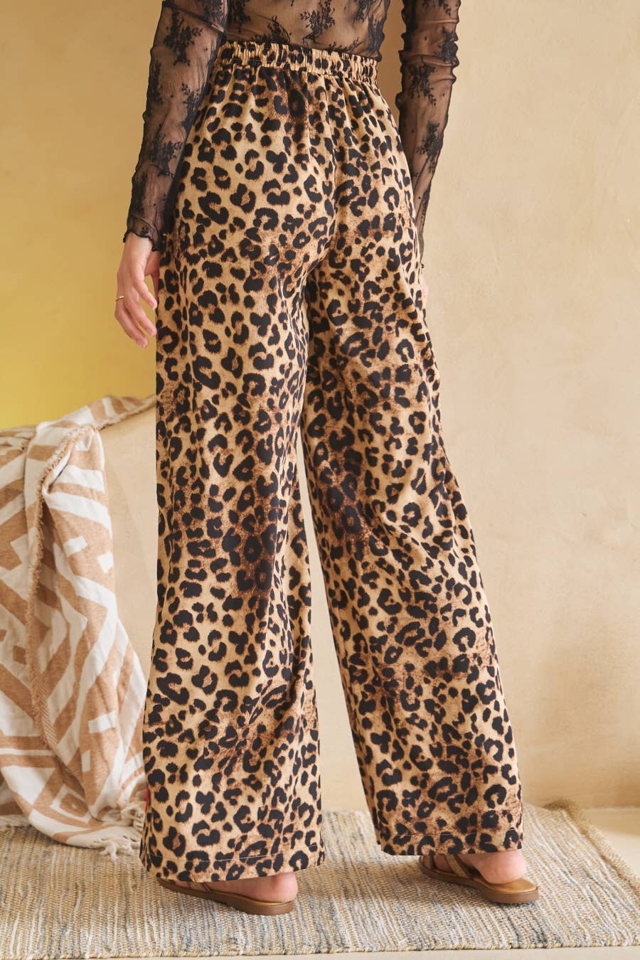 Plus Leopard Printed Pants: Leopard Black