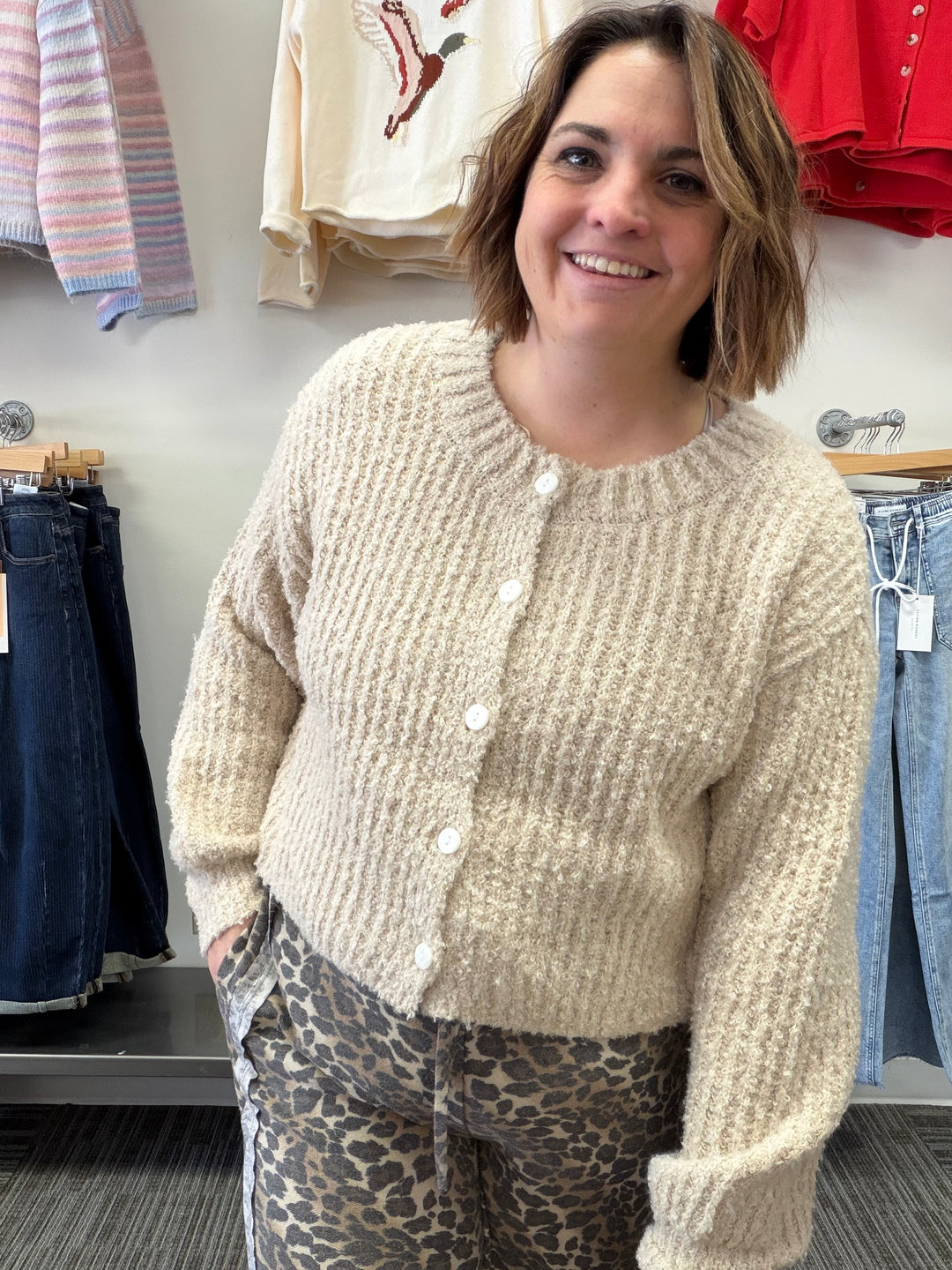 Alpaca fluffy cardigan