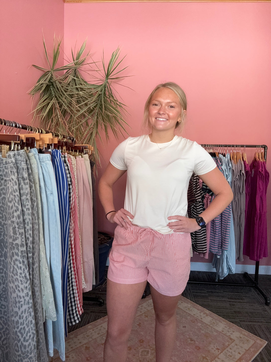 Linen stripped shorts