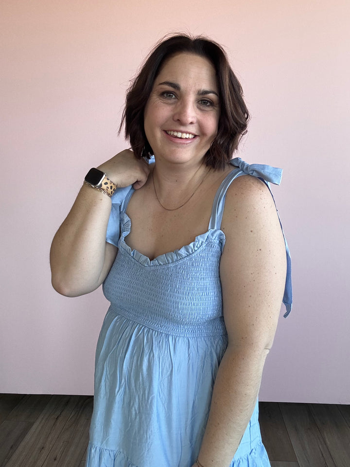 Blue sky tiered dress