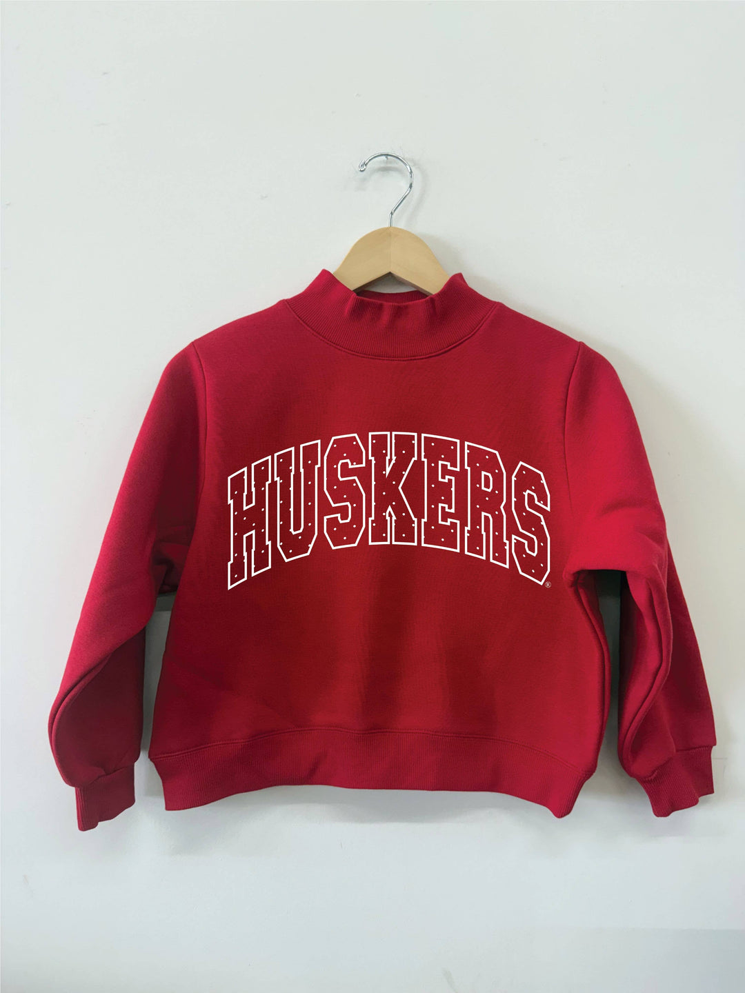 Children's NEB Huskers Polka Dot Puff Mock Neck Sweatshirt