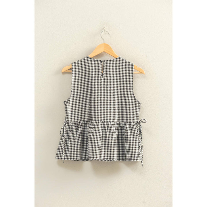 Geri Gingham Sleeveless Peplum Top