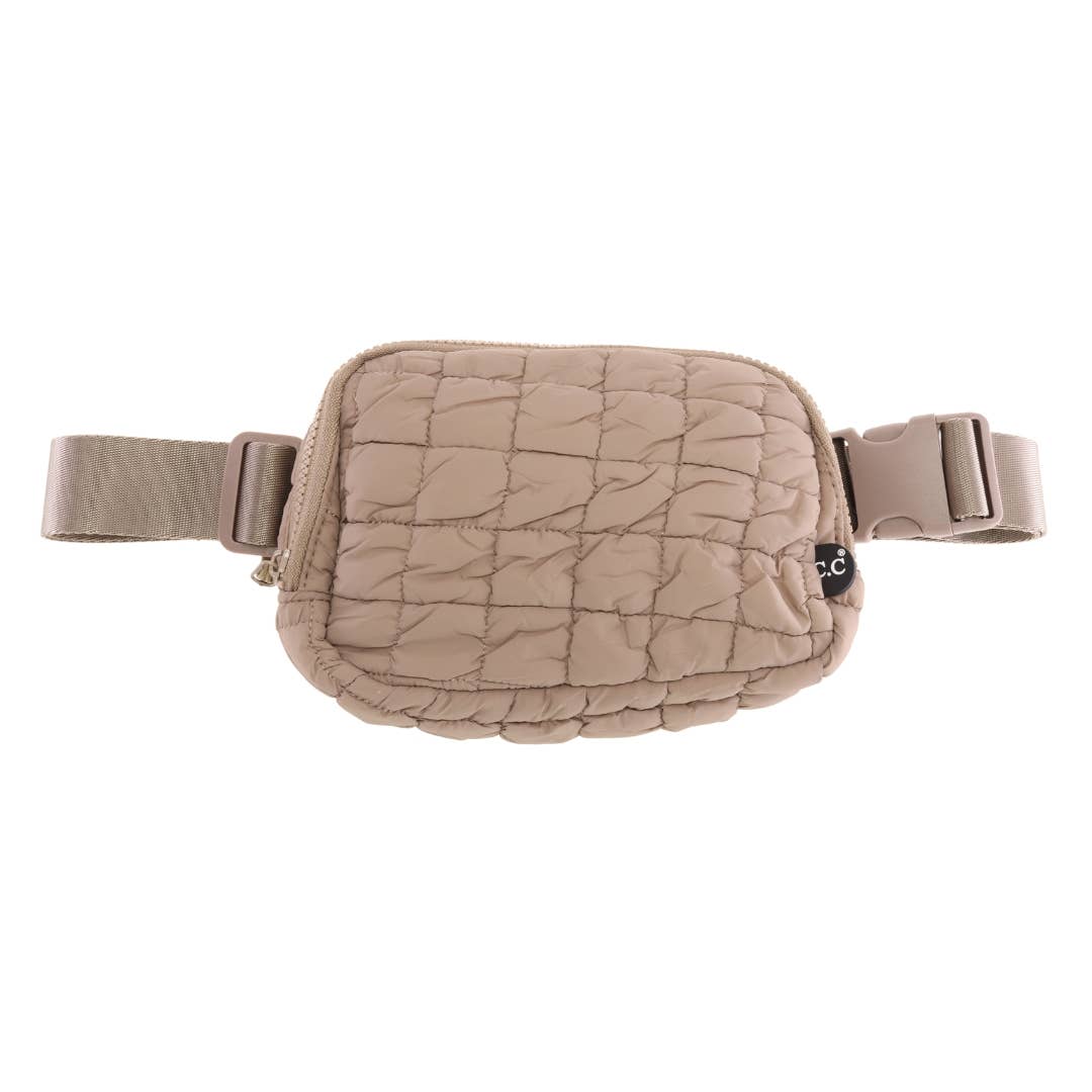 Quilted Puffer C.C Belt Bag -Red