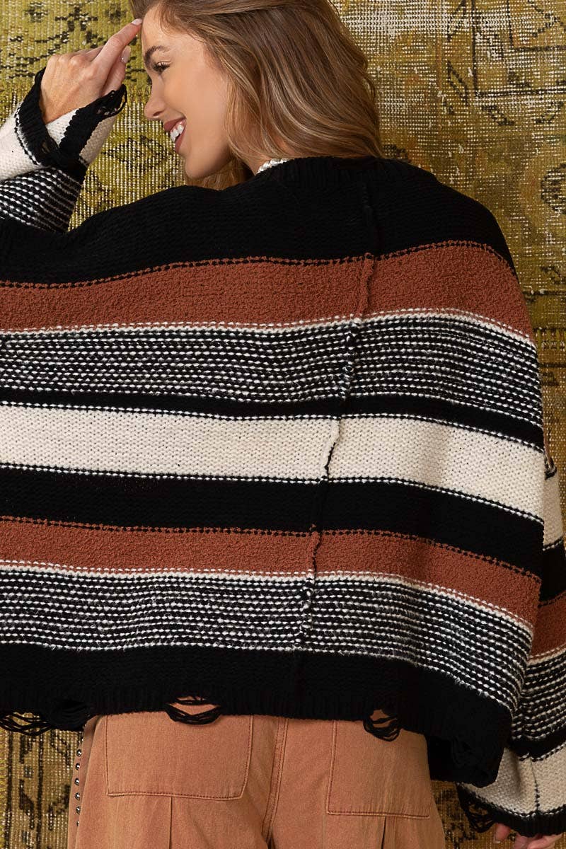 Darcy stripe pattern chenille pullover sweater