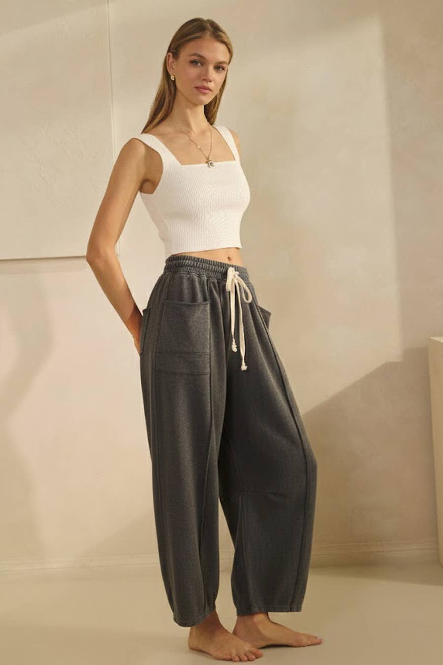 Terry Pants: Washed Charcoal