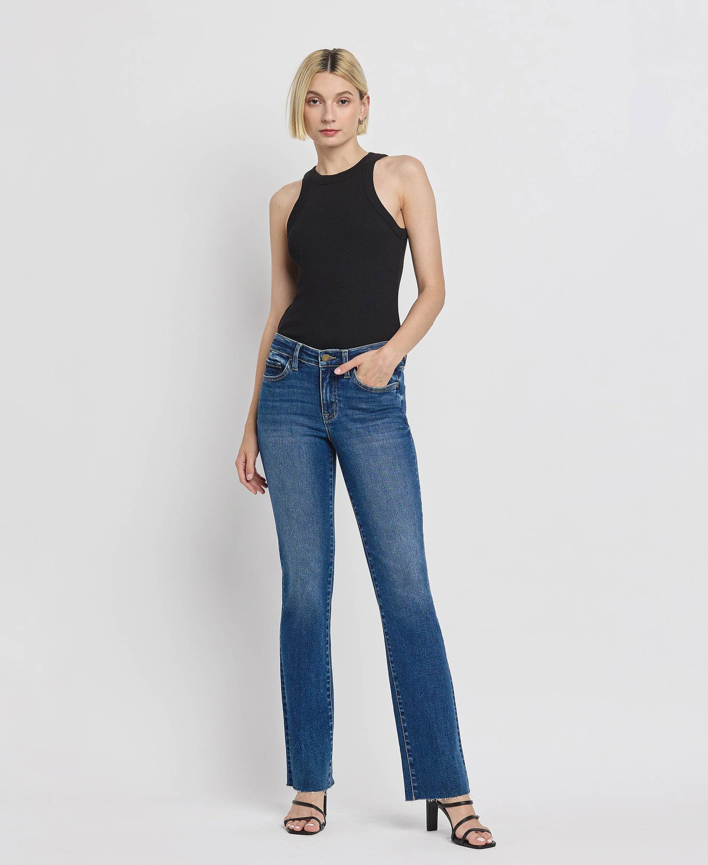 VIGILANT MID RISE SLIM BOOTCUT JEANS