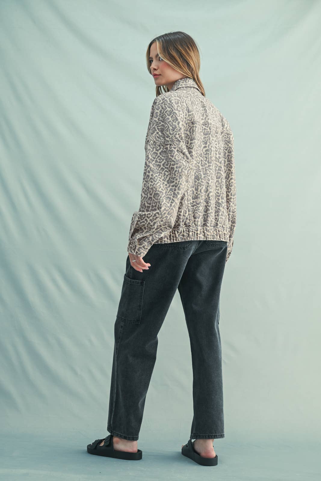 Muted Leopard Denim Jacket