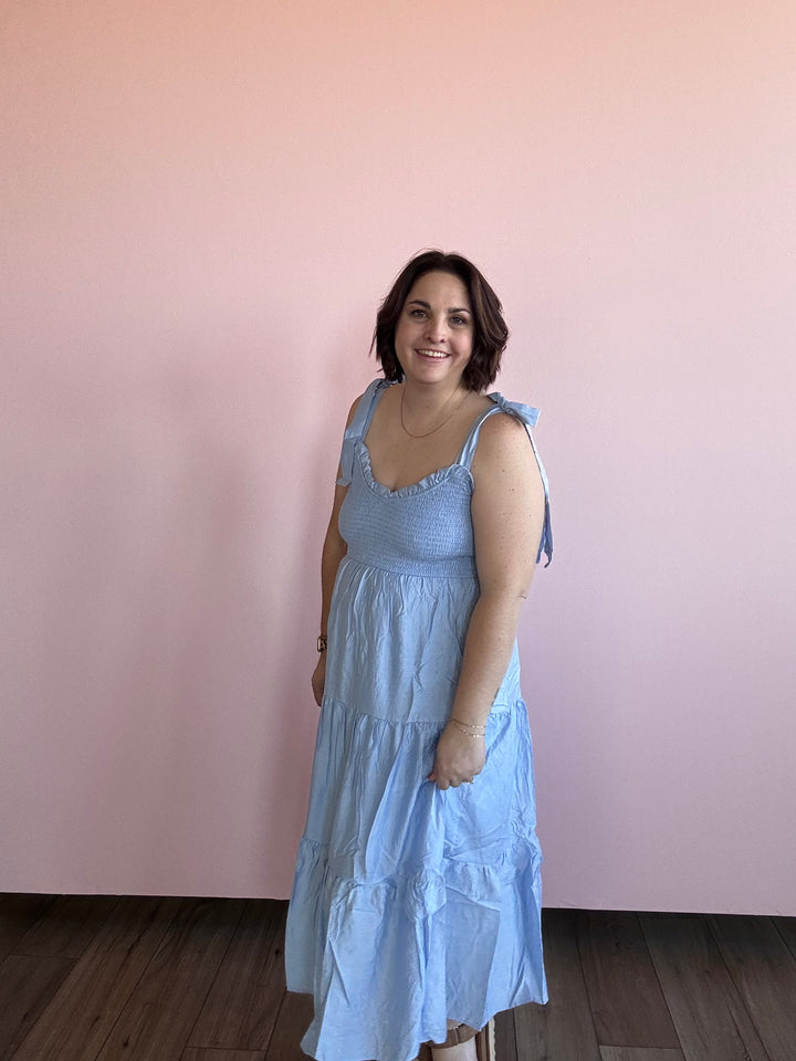 Blue sky tiered dress