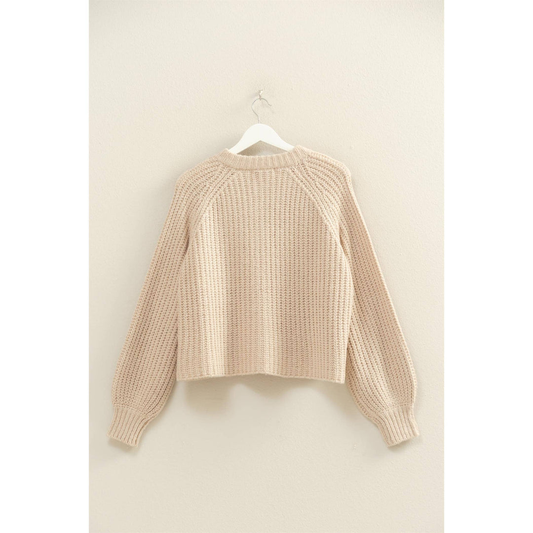 Mocha Button-Front Ribbed Sweater Cardigan