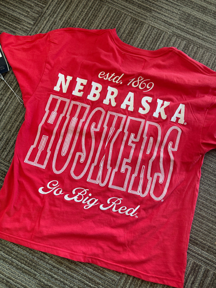 Nebraska Red Embroidered tee