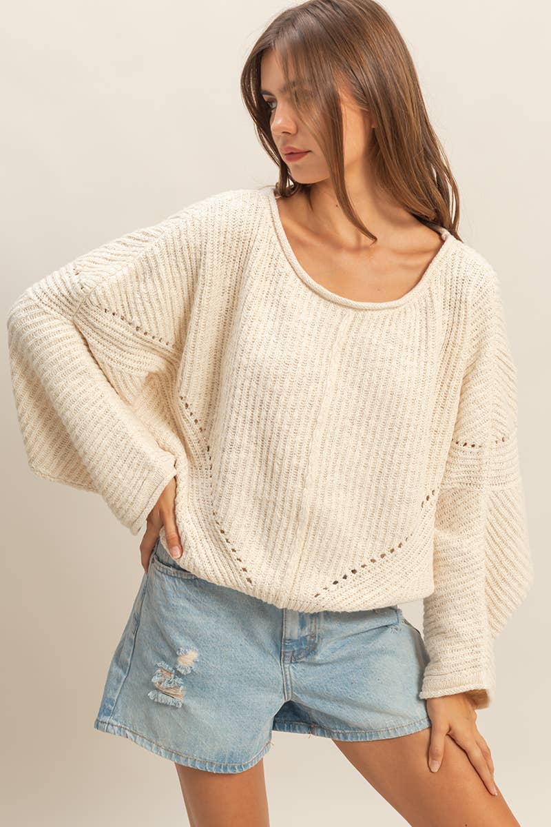 Olivia Ribbed Drop Sleeve Sweater