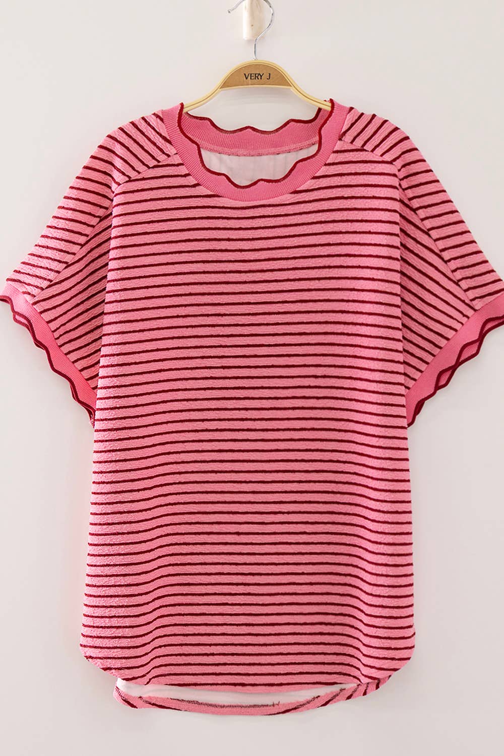 Ariel Scallop Trim Round Neck top