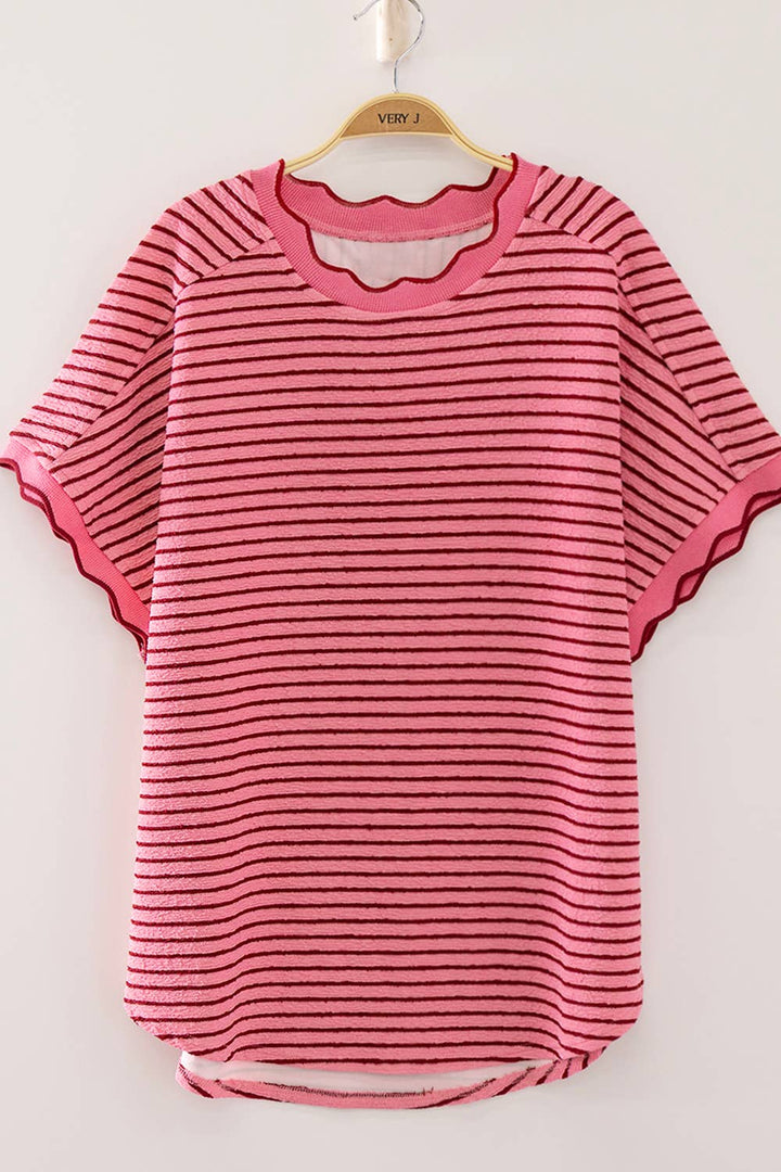 Ariel Scallop Trim Round Neck top