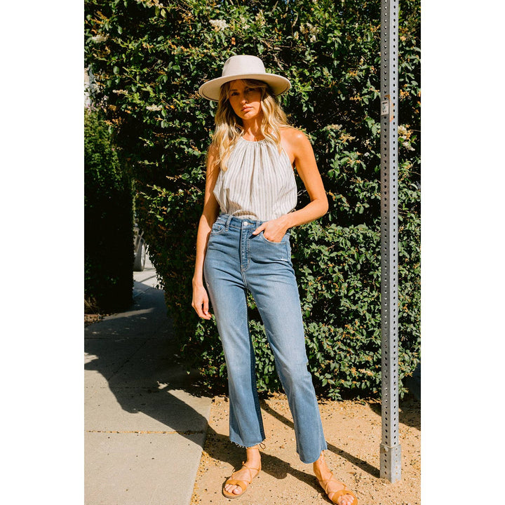 SUPER HIGH RISE CUFFED ANKLE STRAIGHT JEANS-LUNA