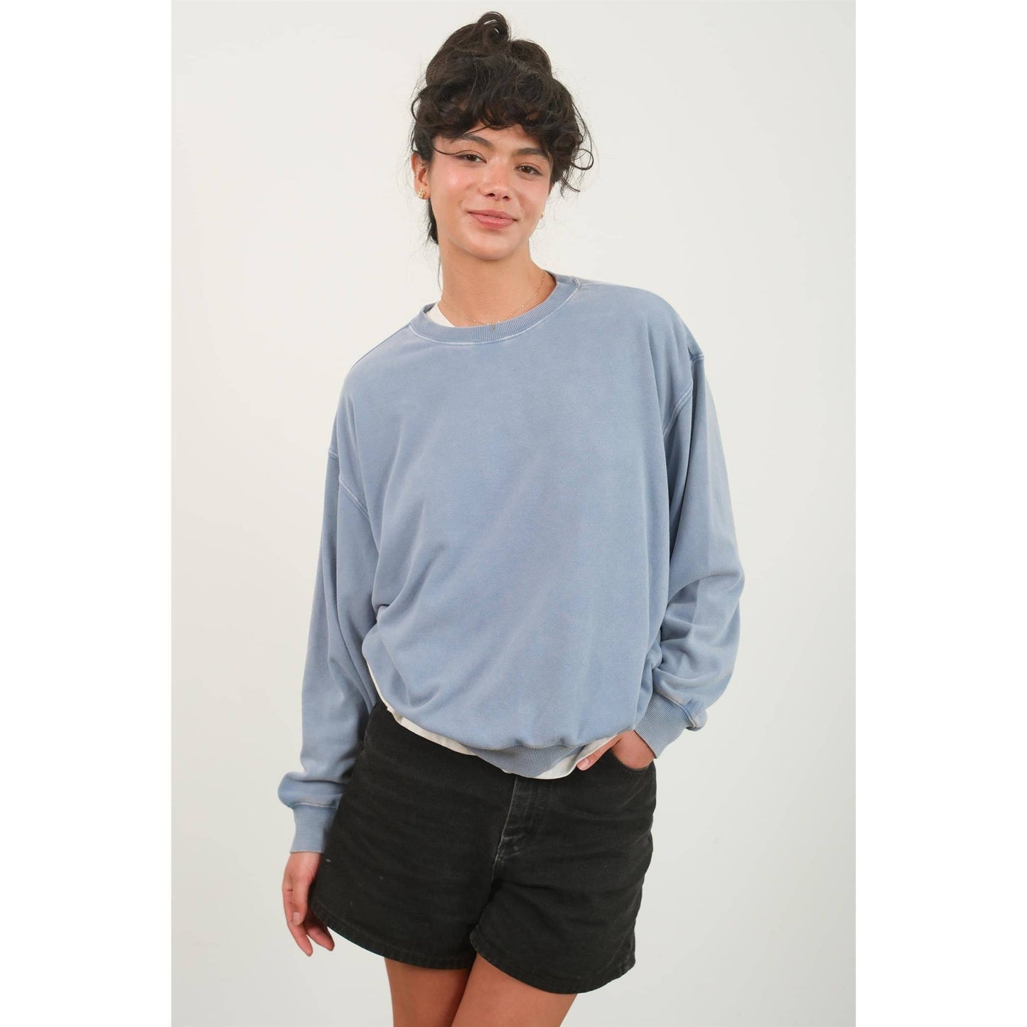 A Day Out Drop Shoulders Crew Neck Sweatshirt