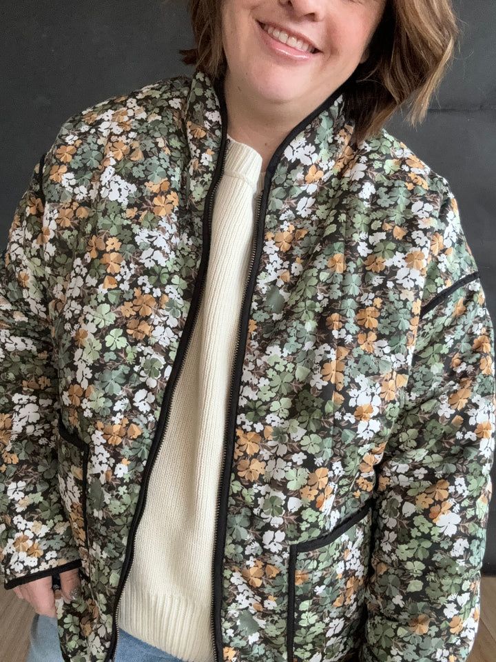 Dark Forest Pine Quilted Puffer