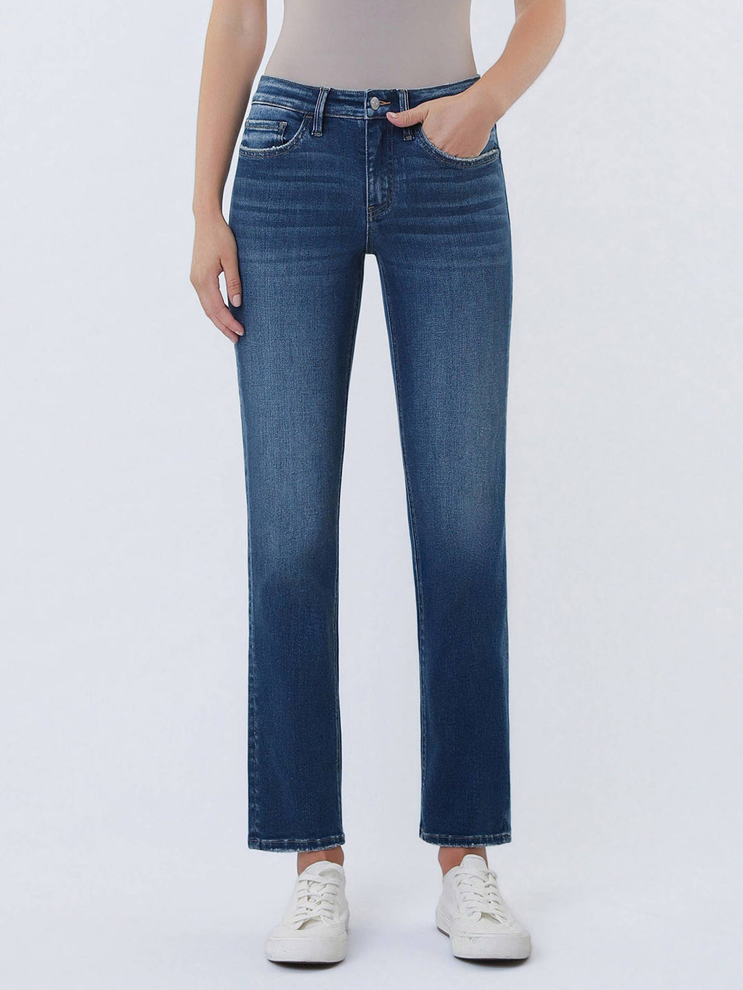 Aura Plus Size-Mid Rise Slim Straight Jean|Plus Size Denim|Onyx Native