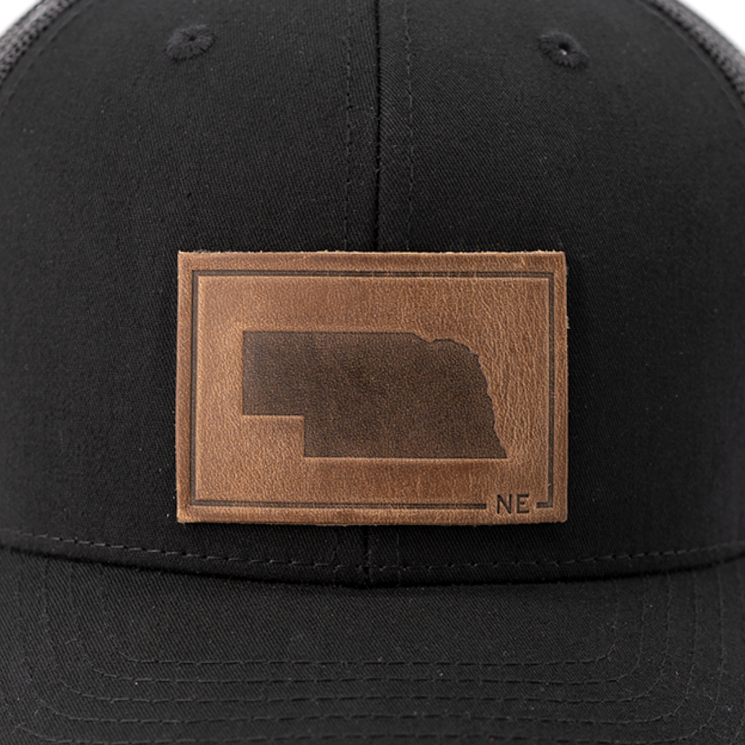 Nebraska Silhouette Hat | Leather Patch Trucker Hat