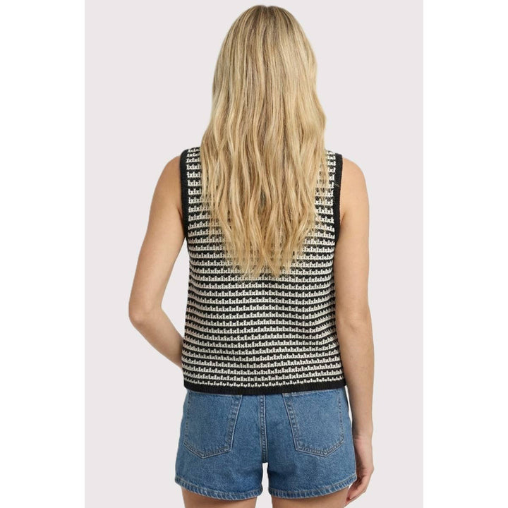 CROCHET STRIPED VEST CARDIGAN: SAGE