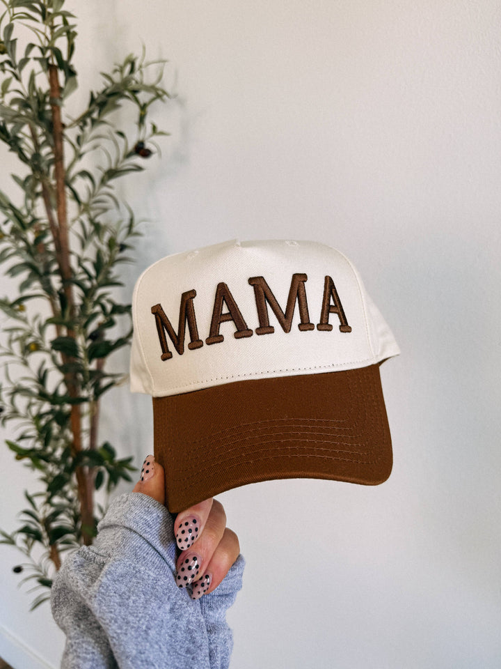 Brown/cream mama trucker hat