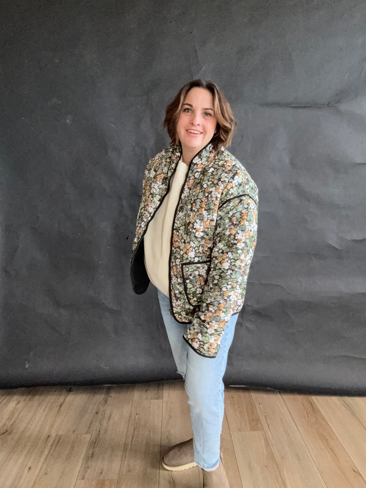 Dark Forest Pine Quilted Puffer