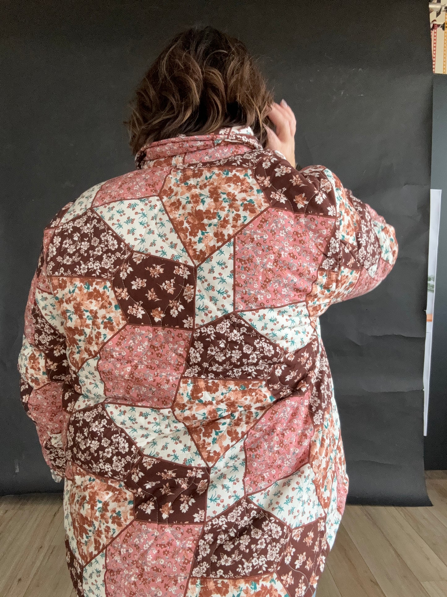 Quilted Floral Button Up Jacket