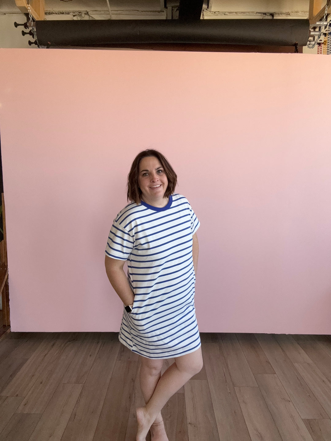 Oh Baby Blue STRIPED T-SHIRT MINI DRESS