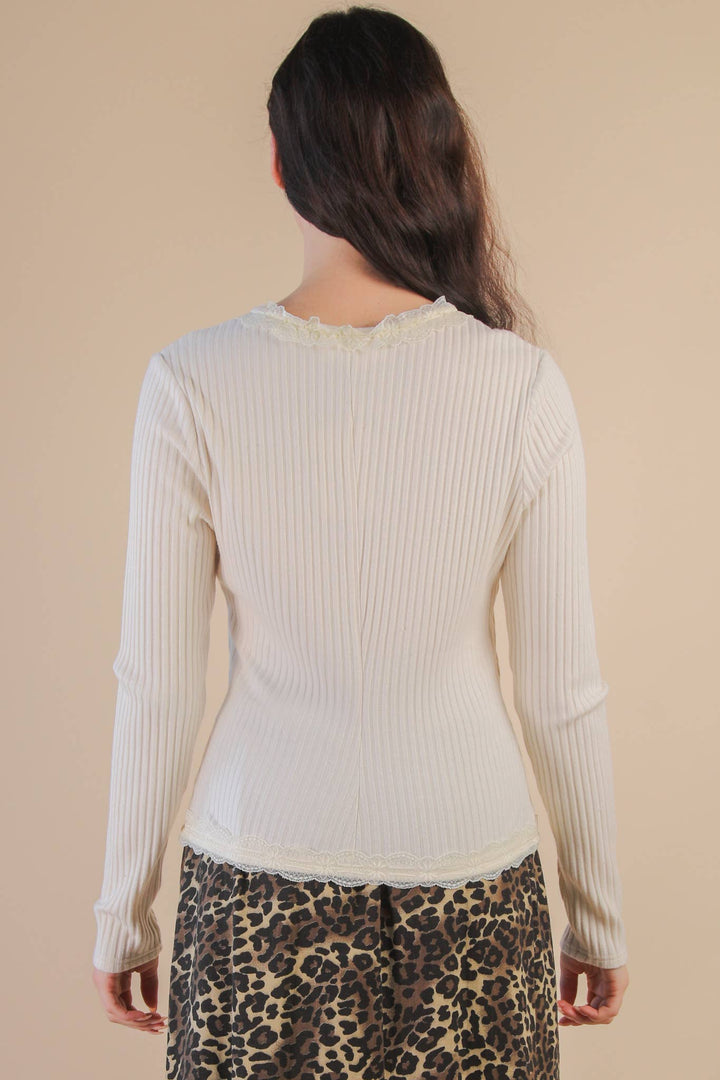 Isabelle lace trim knit top