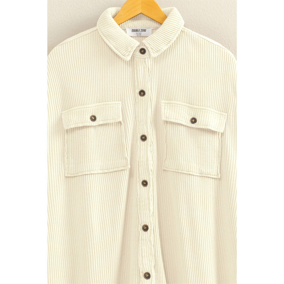Cream Waffle oversized shacket