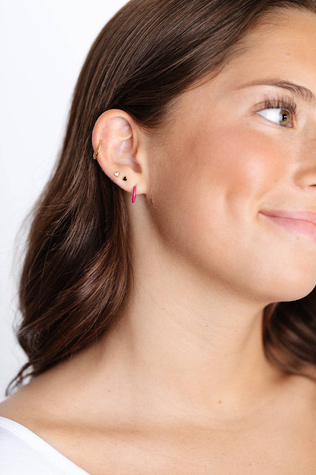 Mini White Heart Earring