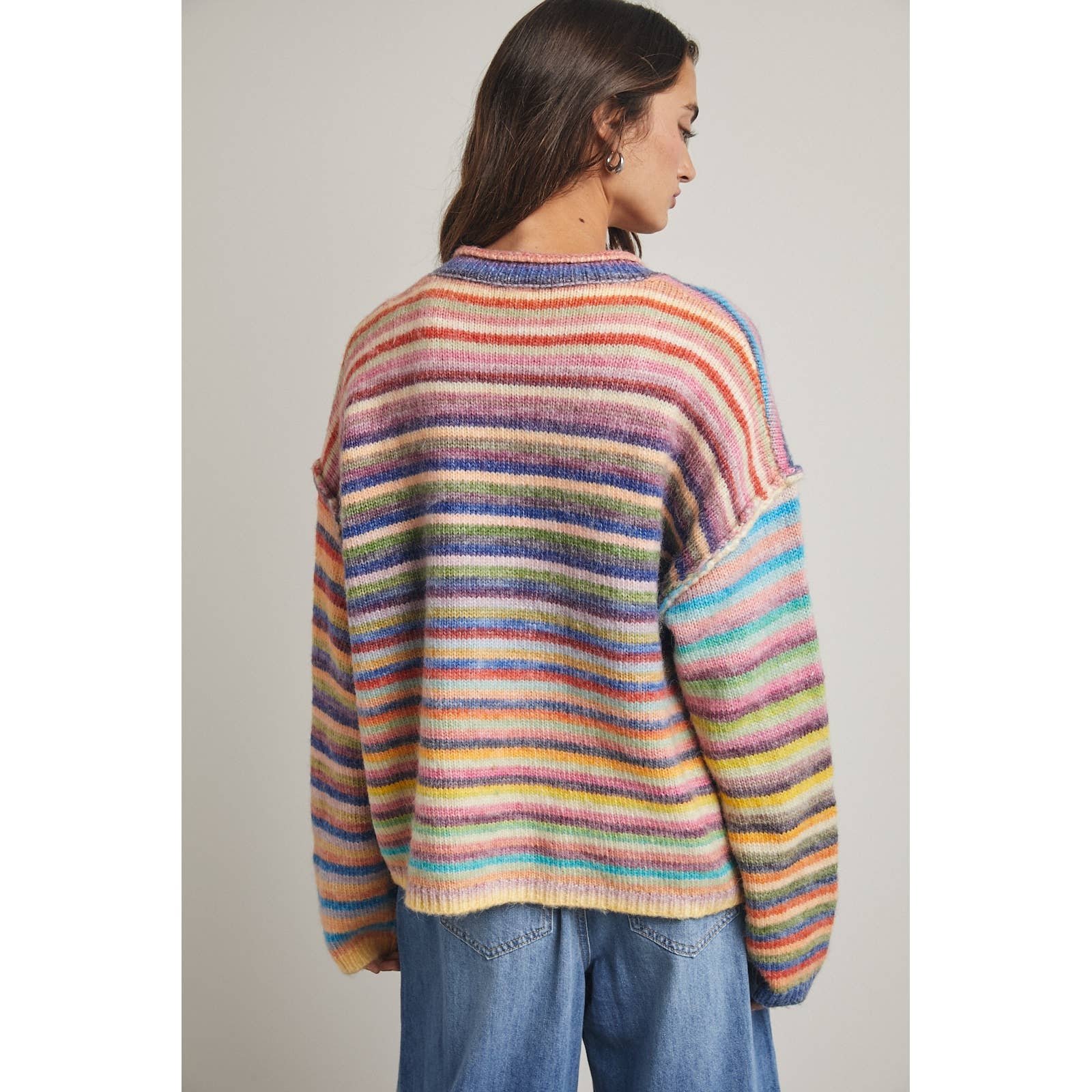 Judy Rainbow Striped Cardigan | Colorful Layering Piece | Onyx Native