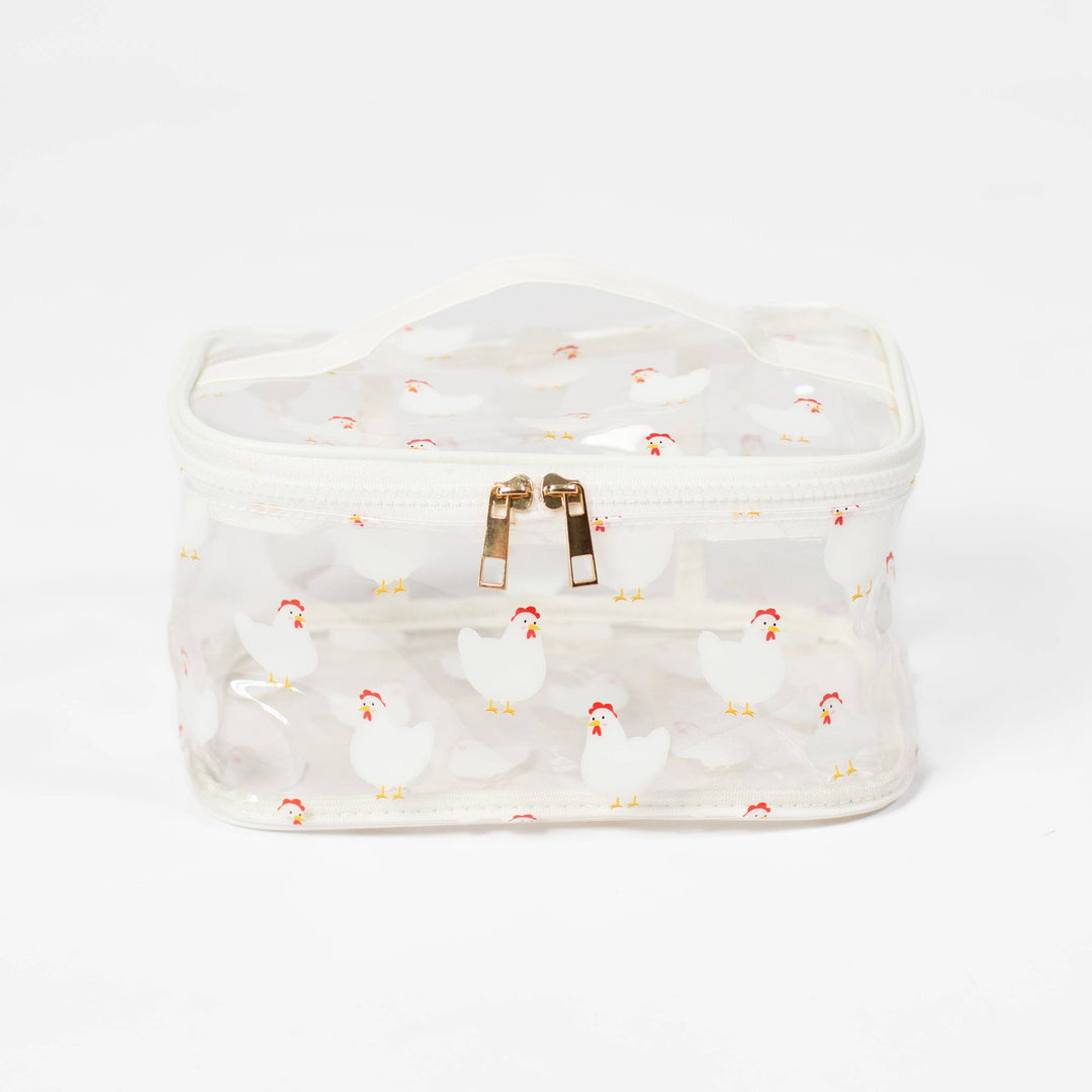White Chicken Clear Cosmetic Bag - Big