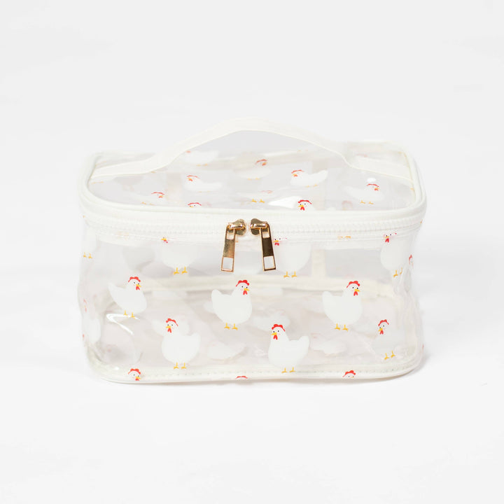 White Chicken Clear Cosmetic Bag - Big