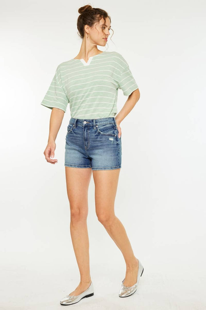 Presley high rise denim mom short
