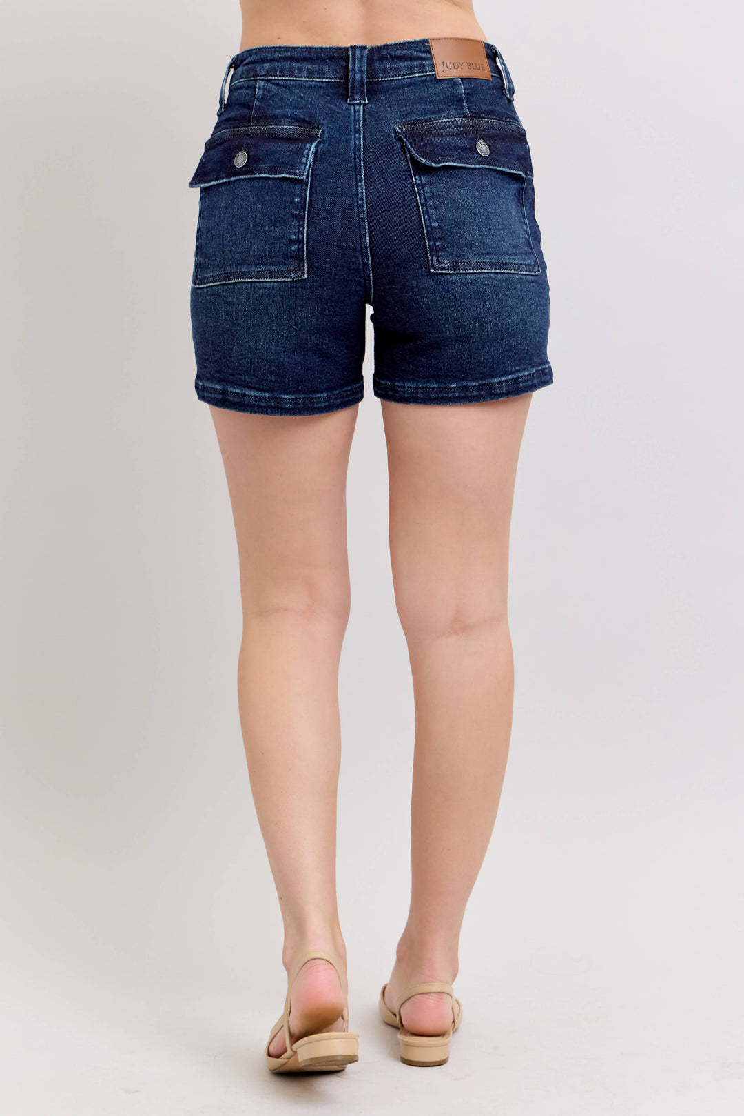 Back Flap Pocket High Waisted Shorts
